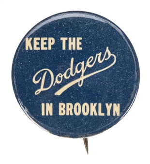 1957 "Keep the Dodgers in Brooklyn" Pin